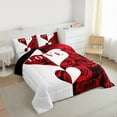 thumbnail image 3 of jejeloiu Rose Loves Pattern Queen Comforter Set,Romsntic Valentins'S Day Bedding Sets,Red White Bedding Comforter Set For Men Women,Luxury Bedroom Decor Reversible,3pcs, 3 of 8