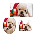 thumbnail image 3 of de 3 alfombrils , alfombra de Pedestal, cubierta de tapa de inodoro, decoración , perro de Navidad Gloria Juego de alfombras de baño Nopslip, 3 of 9