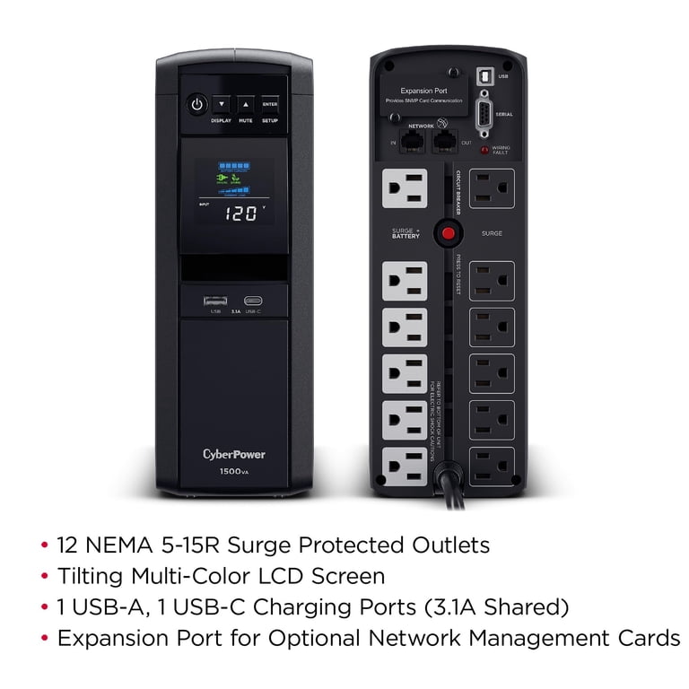 CyberPower CP1500PFCLCD PFC Sinewave UPS Battery Backup and Surge
