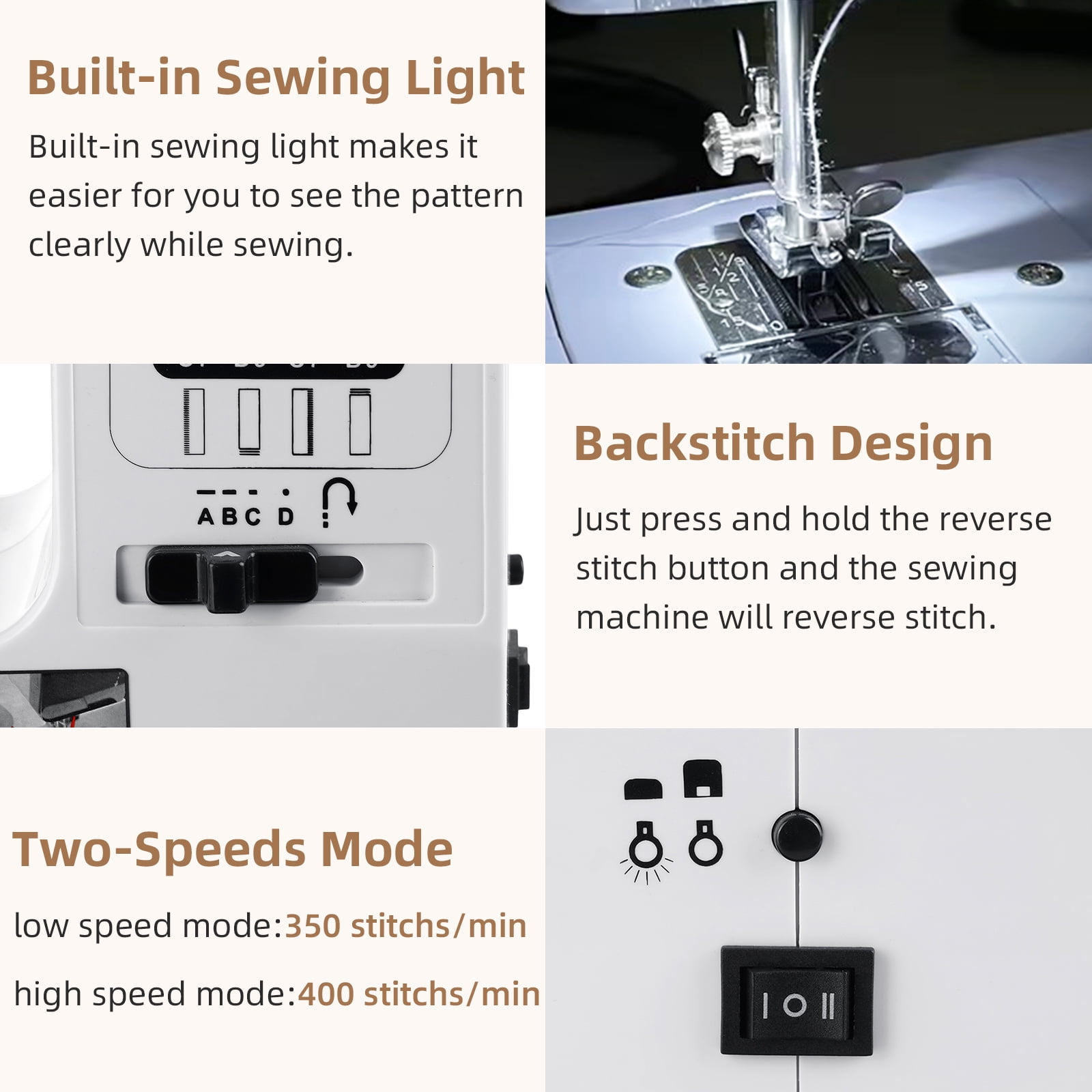 BSHAPPLUS® Portable Sewing Machine,54 Piece Handheld Electric Sewing Machines Kit,38 Stitch Patterns Mini Sewing Machine for Beginners Kids,Household Multifunctional Crafting Mending Machine
