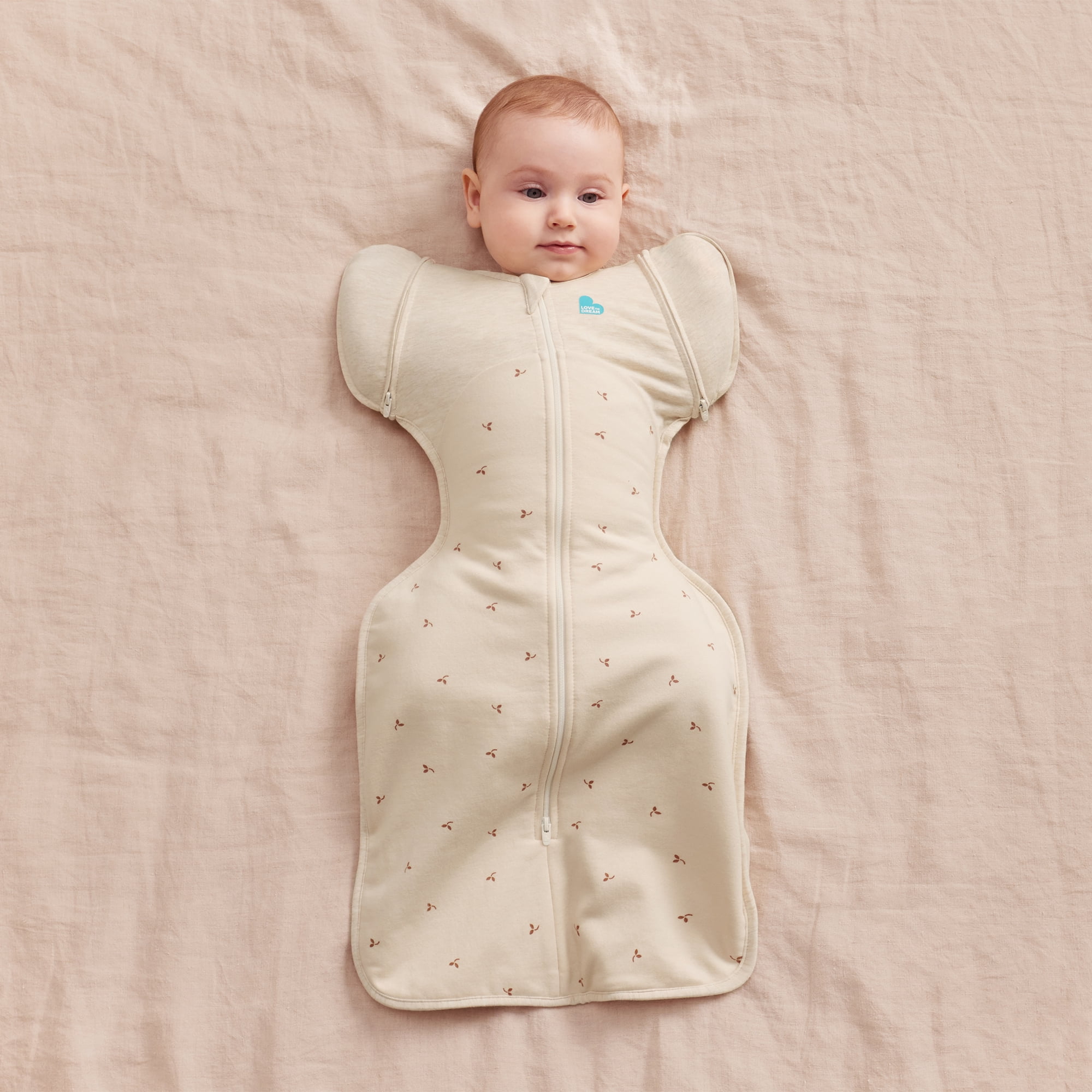 Love to Dream Swaddle UP Transition Baby Sleep Bag Fleece 1.5 TOG, Zip-Off Wings, Large 19-24 lbs, Oat Twigs