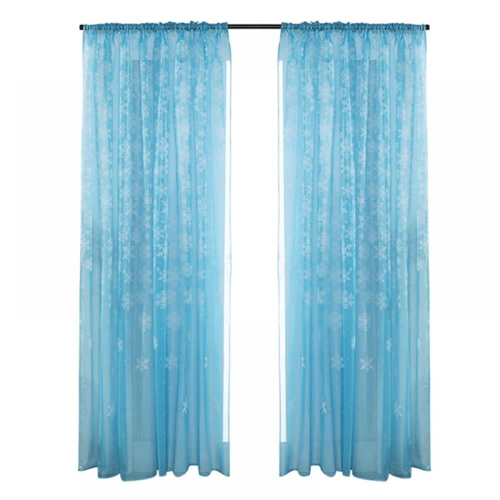 2 Panel Curtains Snowflakes Tulle Windows Panels Curtains for Bedroom