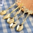 thumbnail image 6 of Clearance Vintage Carved Coffee Spoon,Set of 5 Stainless Steel Mixing Spoon for Tea Appetizers Dessert Heat-Resistant Durable Tableware,8.15"×3.14",5PCS,Golden, 6 of 9