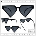thumbnail image 2 of Retro Fun Flat Top High Temple Triangle Thin Plastic Horn Rim Sunglasses All Black, 2 of 8
