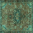 thumbnail image 1 of Ahgly Company Machine Washable Indoor Square Persian Turquoise Blue Traditional Area Rugs, 8' Square, 1 of 4
