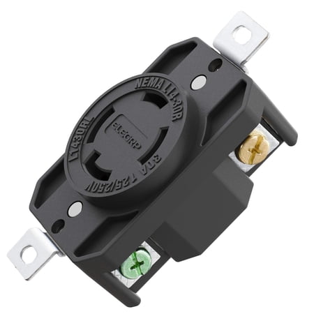 ELEGRP 30 Amp 125/250V NEMA L14-30R Locking Receptacle, Industrial Grade Grounding Twist Lock Outlet, Black