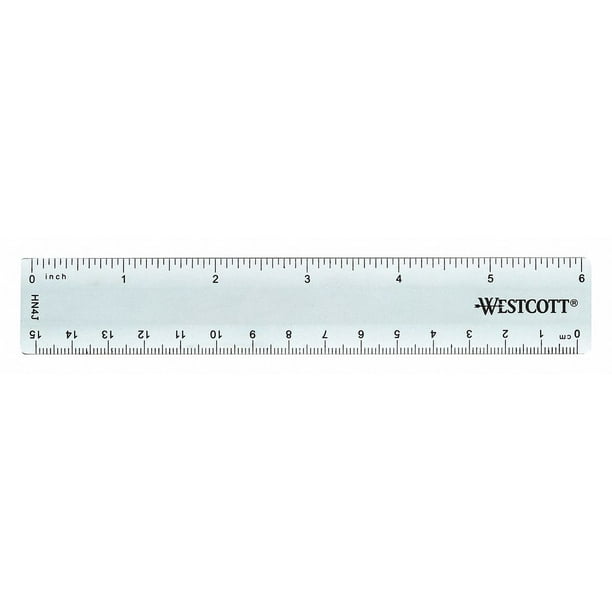 Westcott Ruler,Plastic,Lined,16ths,6in,Smoky Gray HAWA KT40 Walmart