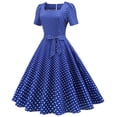 thumbnail image 2 of IBTOM CASTLE Women Polka Dots Vintage Dress 1950s Retro Rockabilly Swing Dress Ladies Cocktail Tea Party Summer Casual Dresses XXL Blue, 2 of 8