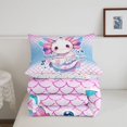 thumbnail image 5 of Manfei Amphibian Axolotl Print King Size Comforter Sets,Pastel Salamander Comforters King Size,Colorful Stars Reversible,3 Pieces,1 Comforter and 2 Pillowcases, 5 of 7