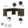 thumbnail image 3 of Pemberly Row Contemporary 60W L Shaped Desk with Storage in Ash Brown, 3 of 8