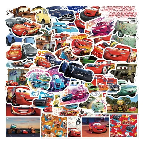 100 Pcs Lightning McQueen Stickers Anime Stickers Cartoon Waterproof Stickers for Water Bottles, Laptop,Bumper,Computer Stickers and Decals