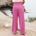 thumbnail image 6 of DENGDENG Plus Size Palazzo Pants for Women Loose Fit High Waisted with Pockets Wide Leg Pants Fall Pleated Elastic Athletic Pants Women Flowy Solid Color Straight Pants for Women Casual Hot Pink 3XL, 6 of 8