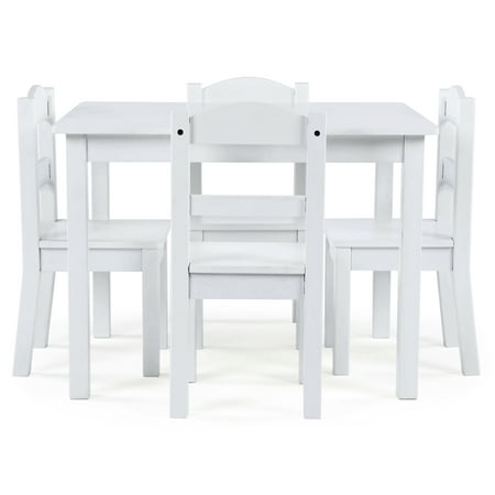 Humble Crew Kids Wood Table and 4 Chairs Set, White