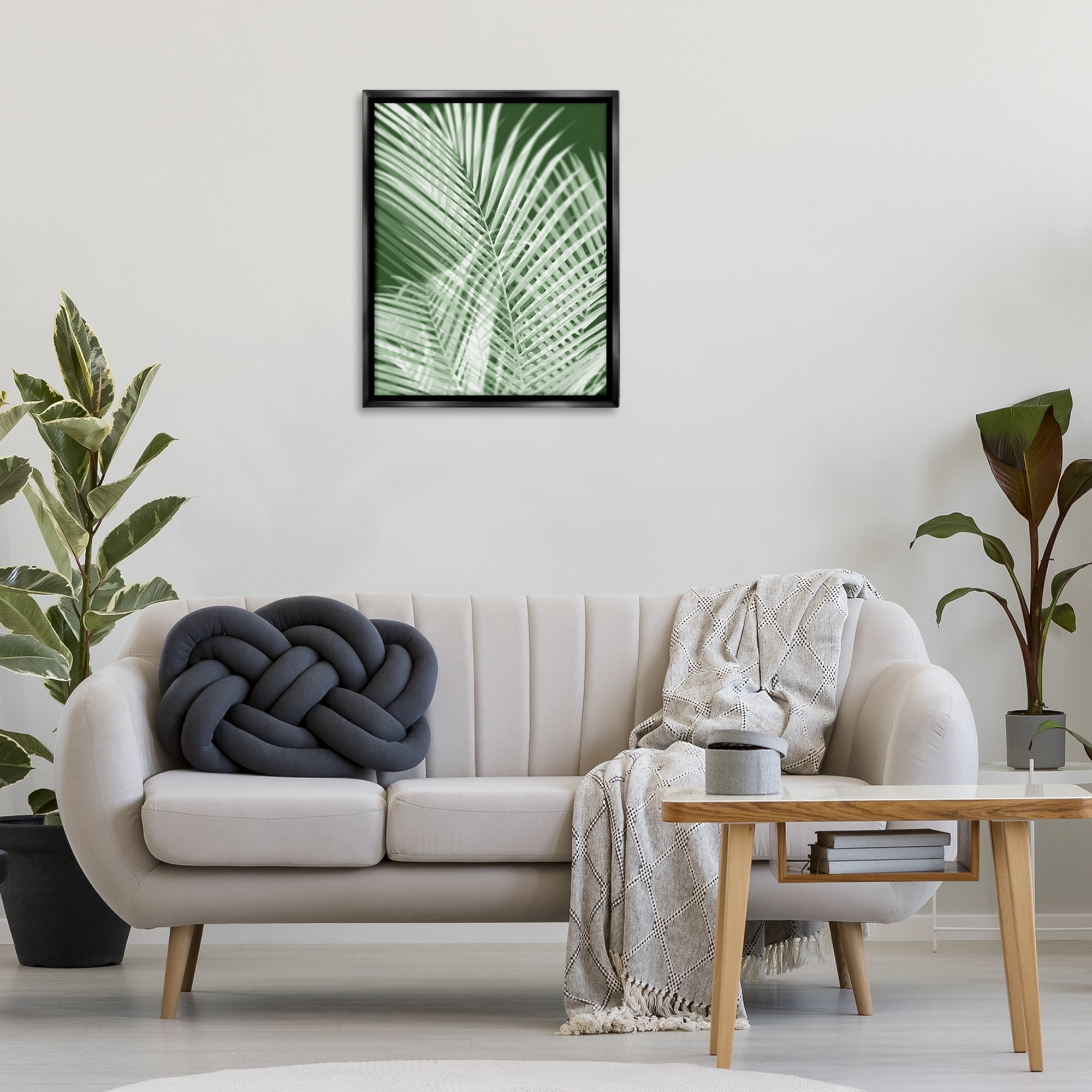 Stupell Industries Green Palm Leaves Botanical & Floral Painting Black Floater Framed Art Print Wall Art, 25 x 31