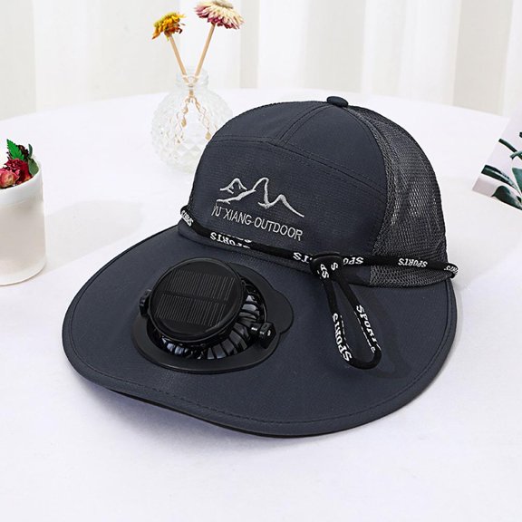 Solar Rechargeable Peak Cap, USB & Solar Powered Baseball Cap with Built-in Cooling Fan, 3 Speed Adjustable Airflow, Breathable Outdoor Hat for Hiking, Fishing, Camping