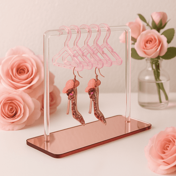 RubyLee Elegance Mirror Closet Jewelry Holders for Women Jewelry Organizers [Includes 8 Removable Hangers], Acrylic, 2 oz, Pink, 1 Count
