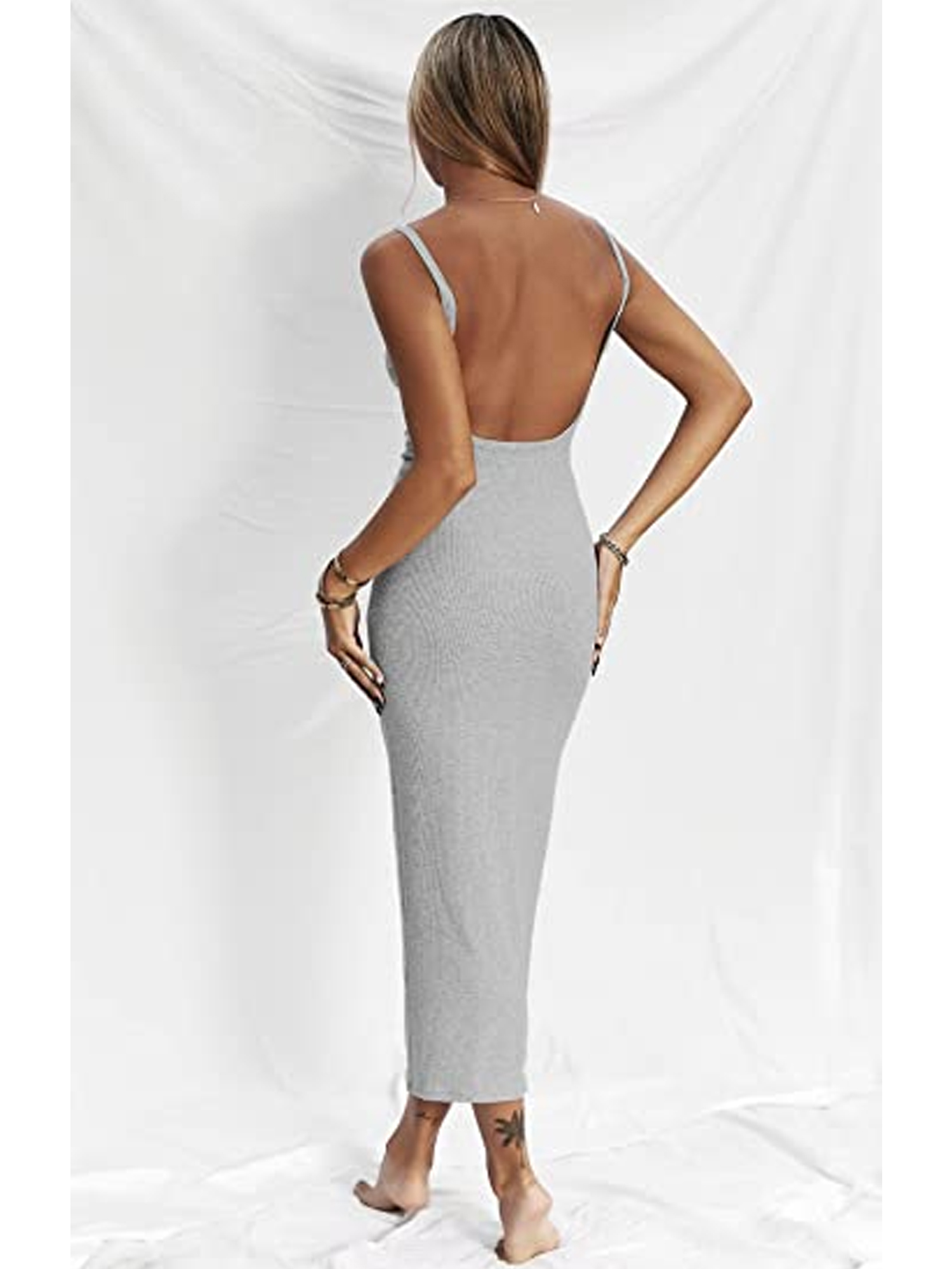 Women Backless Maxi Tank Dress Bodycon Sexy Open Back Hollow Long Dresses  Sleeveless Elegant Cocktail Party Dress : : Clothing, Shoes 