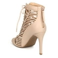 thumbnail image 3 of Wild Diva EG89 Women Leatherette Peep Toe Slit Lace Up Sandal Bootie, 3 of 5