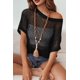 thumbnail image 2 of Jersey Zeagoo Summer Crochet de manga corta negro para mujer, 2 of 6