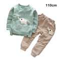 thumbnail image 2 of Children Clothing Boys Outfits Cartoon Elephant Clothes Set Tops Pants Sweatshirt Pullover Two Pieces 2-5Years Light green 110cm, 2 of 7