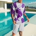 thumbnail image 2 of Ensemble pour Hommes : Blouse à Manches Courtes à Col Rond et Shorts à Taille Élastique, Tenue d'Été Décontractée en Polyester pour l'Extérieur, Bleu Taille P, 2 of 5