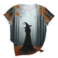 thumbnail image 7 of Witch Funny Graphic Tees for Women Round Neck Short Sleeve Loose Fall Tops Fall Shirts Multicolor M, 7 of 7