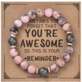 thumbnail image 1 of Con tarjeta Pulsera de cuentas de piedra de cebra en polvo de 8 mm, regalo navideño, pulsera de cuentas de amistad y amor para hombres y mujeres, 1 of 6