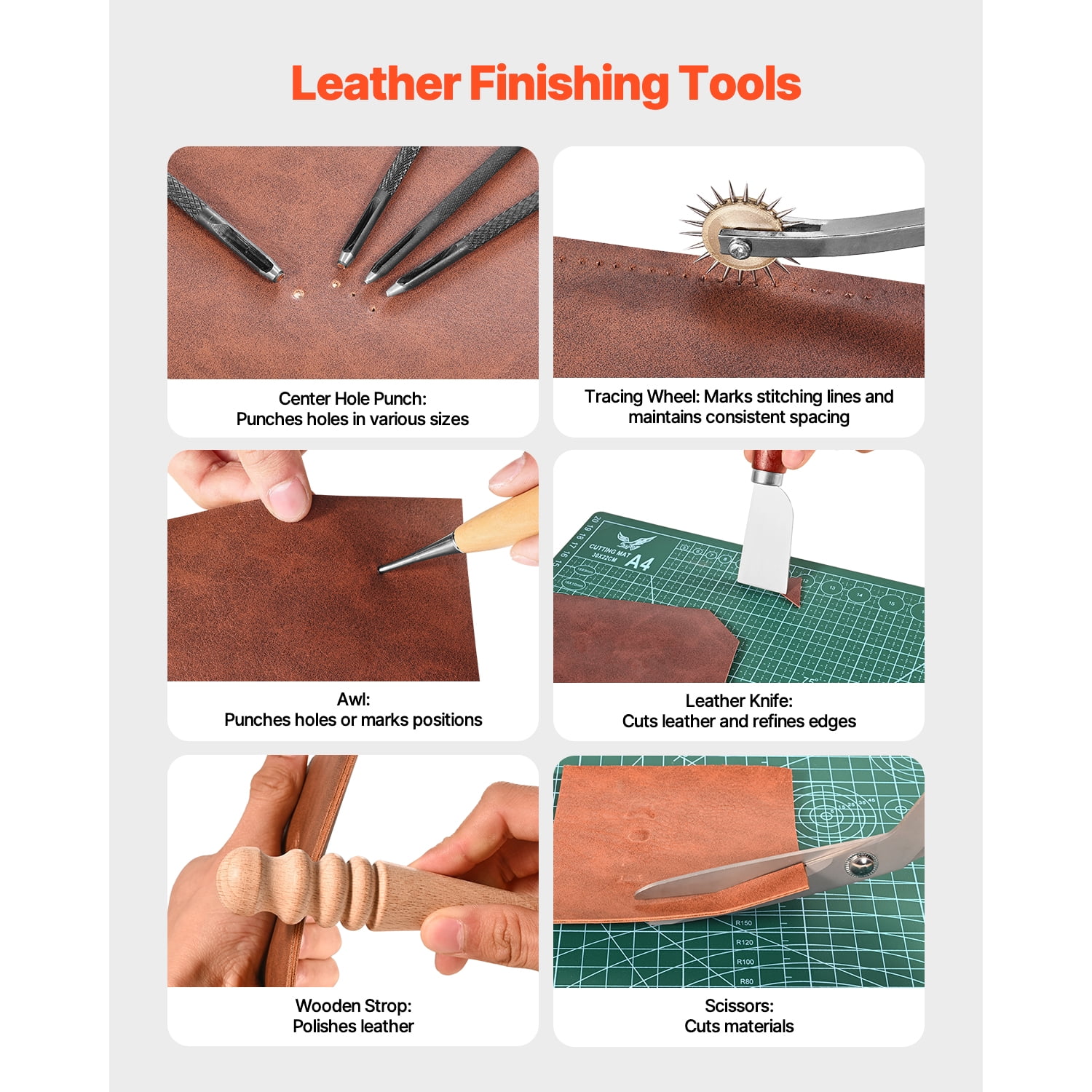 KFFKFF Leather Crafting Tool Set, 92-Piece Leatherwork Kit with Compact Leather Carry Bag, Carving Punching Sewing Stamping Sanding Instruments, Perfect for Novice DIY Hobbyists and Experts