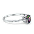 thumbnail image 2 of Halo Oval Fashion Ring Rainbow Topaz Accent 925 Sterling Silver Size 8, 2 of 6
