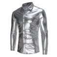 thumbnail image 1 of Men's Shiny Slim Fit Long Sleeve Nightclub Shirts, 1 of 3