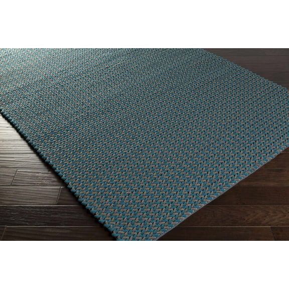 Hauteloom Willimansett Wool Living Room, Bedroom Area Rug - Natural Fibers - High Pile - Teal, Dark Brown - 2' x 3'