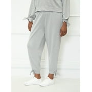 ELOQUII Elements Women's Plus Size French Terry Joggers with Ankle Ties