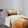 thumbnail image 3 of Ambesonne Hunting Quilted Bedspread Set 2 Pcs, Deer Morning Sun, Twin Size, Brown Orange, 3 of 5