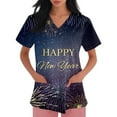 thumbnail image 4 of Garbnen Happy New Year Print Top Scrubs for Women Plus Size Stretch V Neck Short Sleeve Woman's Shirts Xmas Valentine's Day Holiday Prints Nurse Uniforms, 4 of 6