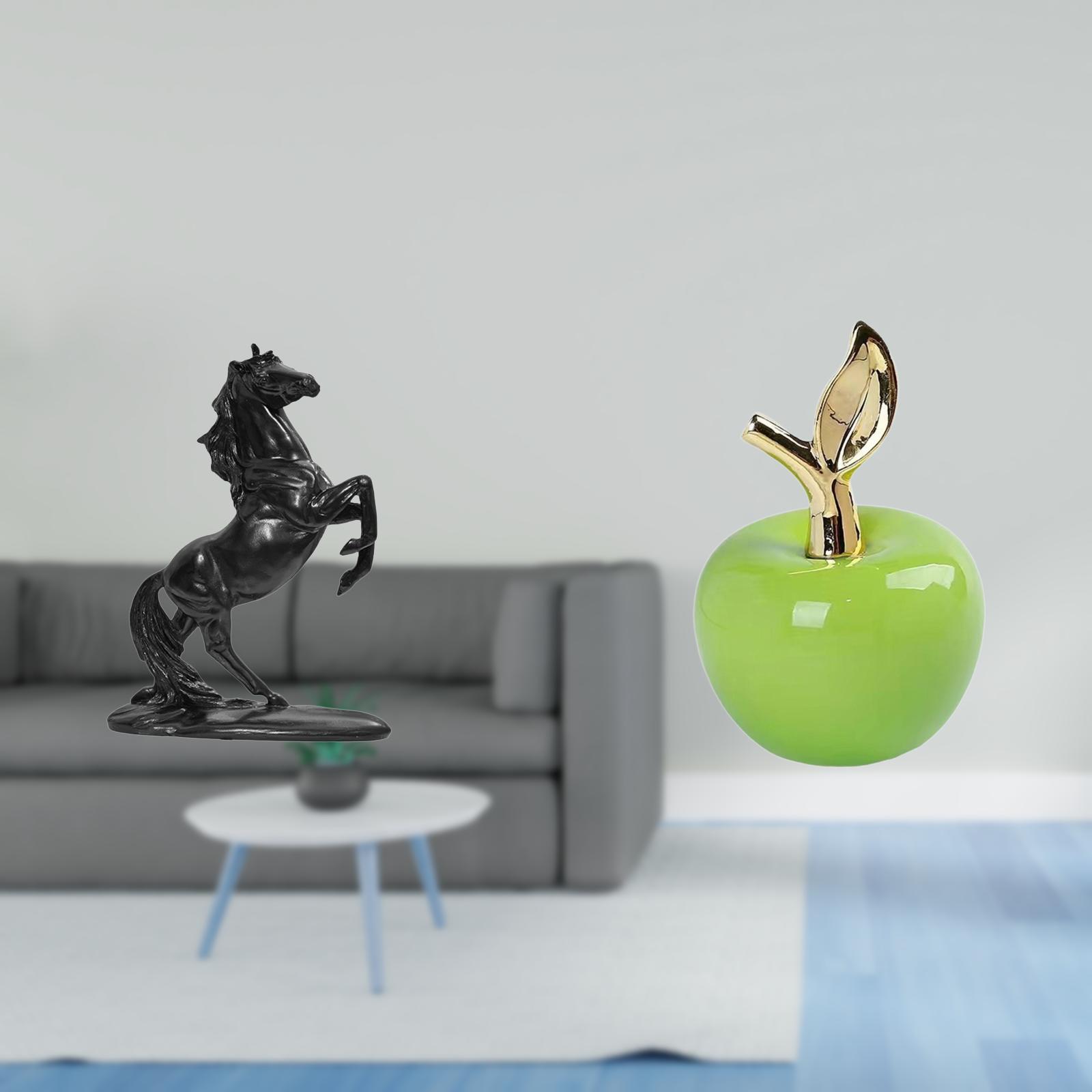 Dualoai Equestrian Fruit Sculpture Ceramic Horse Figurine Ornament for Bedroom Landscape Cafe Study Room Holiday Home Decoration