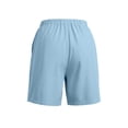 thumbnail image 5 of Women's Soft Fabric Elastic Waist Casual Shorts with Pockets, Solid Color Pleated Loose Fit, Shorts for Women Summer, Lounge Athletic | VerBelle,Light Blue M, 5 of 9