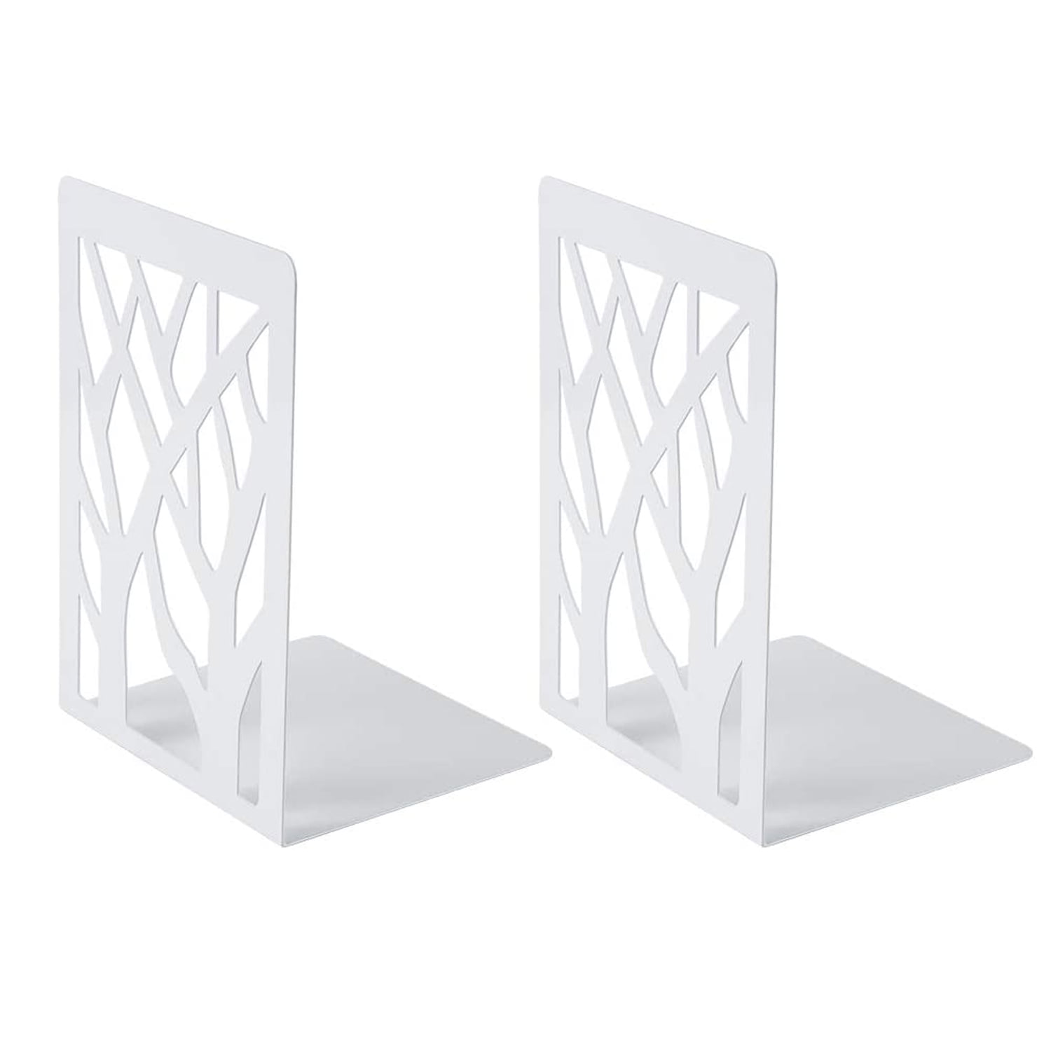 Book Ends Metal Bookends Supports Book Stoppers White(1 Pairs)