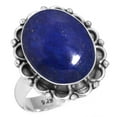 thumbnail image 1 of 925 Silver Ring For Women - Teens Blue Real Lapis Lazuli Stone Silver Ring Size 7.5 September Birthstone Handmade Silver Ring Size 7.5 Gift For Women On Valentine's Day 925 Gemstone Silver Jewelry, 1 of 6