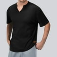 thumbnail image 4 of Lmnyox Men's Short Sleeve Shirt Solid Color Casual Basic Summer T Shirt Ribbed V Neck Loose Tees Tops, 4 of 5