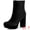 Black, variant on DARING DIVA Platform Block Heels Faux Velvet Ankle Boots Black 7