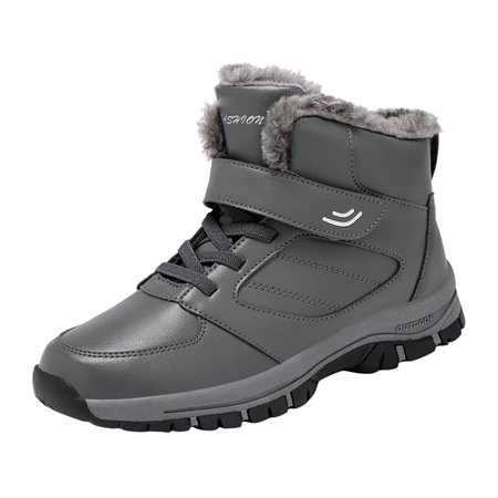 

Women Walking Shoes Couple Models Men s Middle Aged And Elderly High Top Warm Plus Velvet Thickening Non Slip Wear Comfortable Snow Boots Cotton Shoes Snow Boots for Men PU Grey