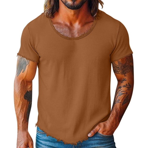 M Y M Camisa sin Mangas Color Sólido Clásico Ropa Deportiva Casual para Cualquier Temporada Camisas de Lino de los Hombres