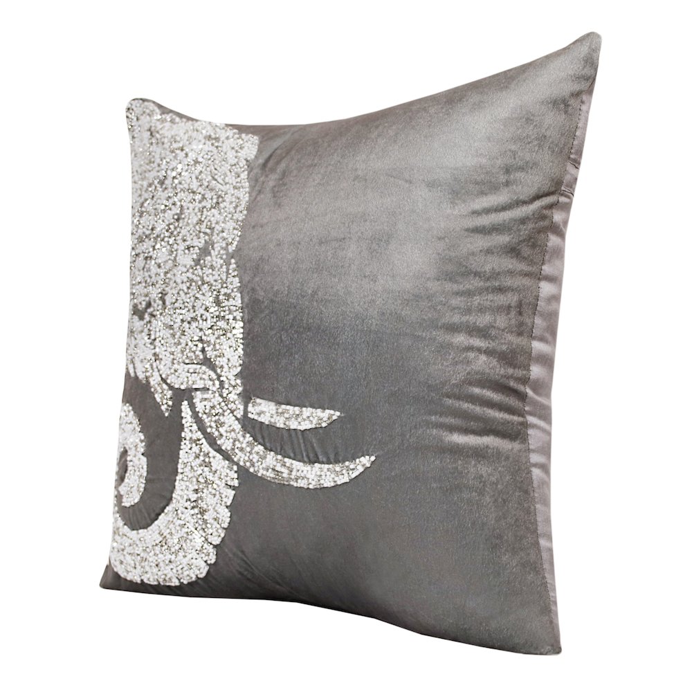 Ox Bay Harlow Handmade Gray/Silver Animal Print Polyester Indoor Throw Pillow, 20" x 20"