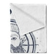 thumbnail image 2 of Vintage Nautical Tattoo Soft Flannel Fleece Throw Blanket, Old Mystic Alchemist Seaman Hipster Celestial Design, Cozy Plush for Indoor and Outdoor Use, 50" x 70", Indigo and White, by Ambesonne, 2 of 5