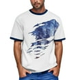 thumbnail image 4 of Men's Patriotic Print Open-Fly T-Shirt, Vintage Short Sleeve Top with Unique Button Details ,Sky Blue M, 4 of 5
