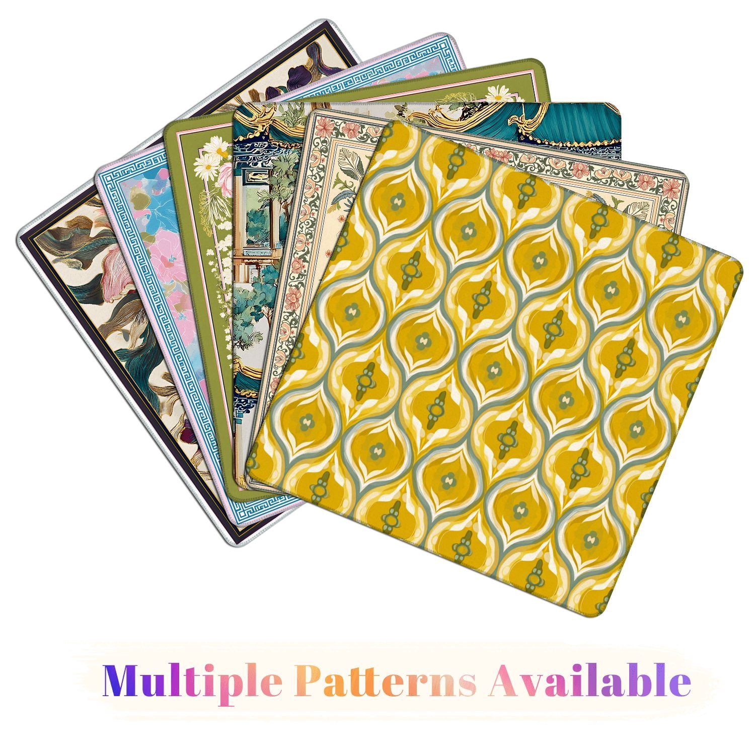 Mahjong Mat 31.5" x 31.5" Mid century retro seamless repeating groovy saucer yellow Non-Slip Noise Reduction American Mahjong Tiles Table Cover for Dominoes Poker Card Board Games Gift