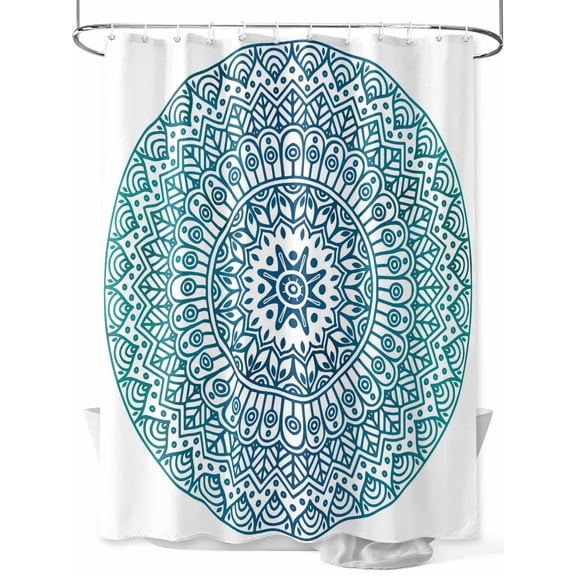 Fsddascl Turquoise Boho Shower Curtain Set - 72" x 78" Washable Bathtub Curtain with 12 Hooks, Retro Ethnic Teal Geometric Aesthetic Waterproof Fabric Stall Shower Curtains for Bathroom/Bathtub