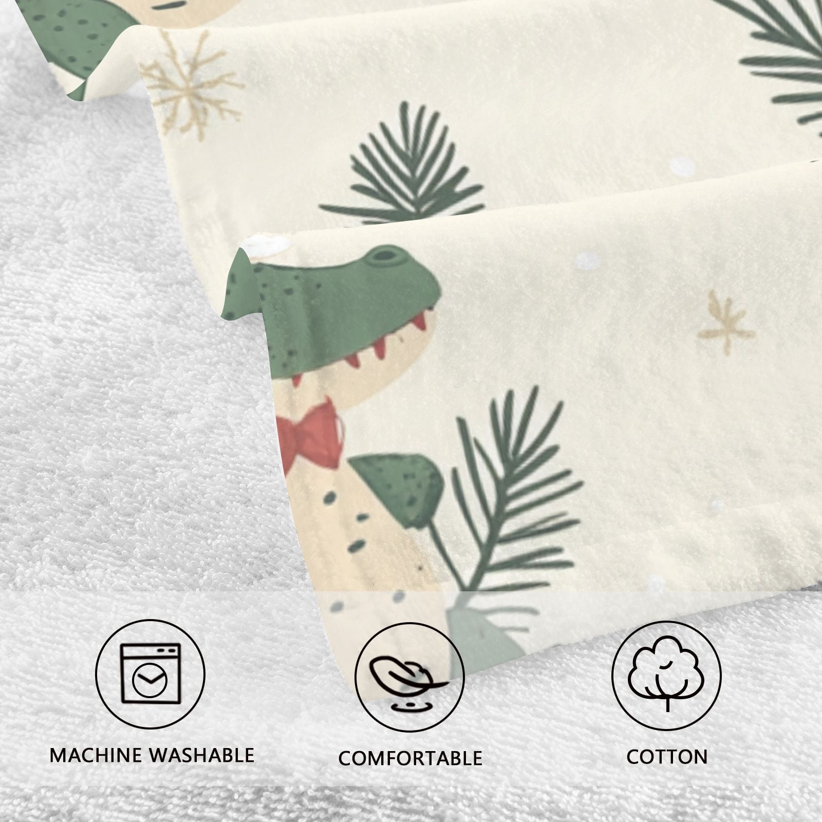 Christmas Alligators Gifts Hand Towels Cotton Bath Towels Large Face Towels Absorbent for Bathroom 2 Packs