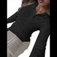 thumbnail image 3 of Suéteres de Punto para Mujer, Suéteres de Larga con Cuello en V, Camisetas Casuales, Conjuntos de Moda de Otoño. Negro M, 3 of 8