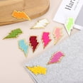 thumbnail image 5 of Uxcell 6pcs 3 Inches Chenille Patches with Gold Edges, Thunder Bolt Flash Iron on Patch Embroidery Applique Clothing Patching for DIY Hats Bag Jeans Jackets, Purple, 5 of 6